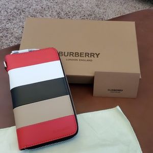 Burberry Colorblock Leather Zippered Long Wallet - *New without Tags*